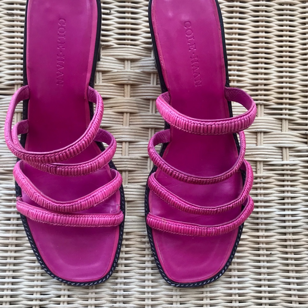 Leaving Poshmark sale Cole Haan hot pink leather sandal. Size 10. EUC